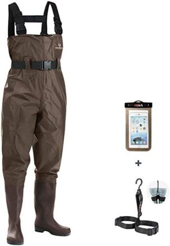 FISHINGSIR Fishing Chest Waders with Boots Waterproof Nylon and PVC with Wading Belt - Lot 429