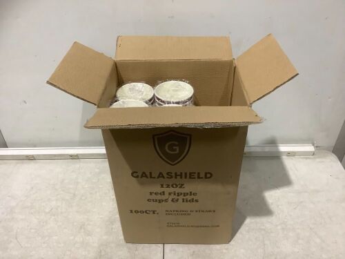 Galashield 12oz Red Ripple Cups & Lids, 100 ct   - Lot 590