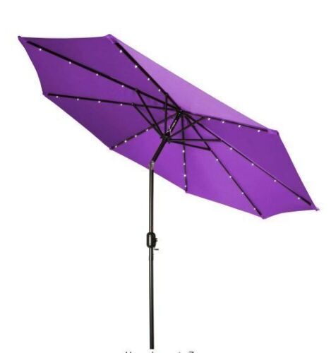 9 ft. Deluxe Solar Powered LED Lighted Patio Umbrella in Purple - Lot 662