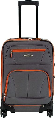 Rockland Pasadena Softside Spinner Wheel Luggage, Charcoal, Carry-On 20-Inch - Lot 785