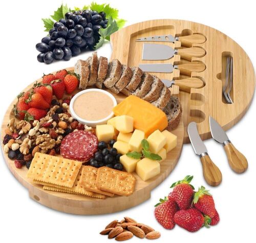 BOLTLINK Bamboo Charcuterie Cheese Board and Knife Set - Lot 833