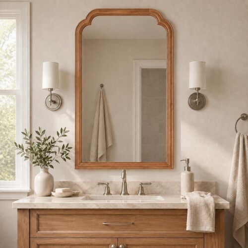 USHOWER Wood Frame Mirror