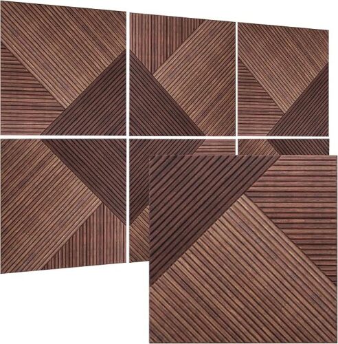 TO-TH Sound Proofing Panel Peel and Stick Wall Panels 6Pack, Red Sandalwood Self-Adhesive Acoustic Panels, Reduce Noise, 23.6"x23.6", 100% Polyester Fiber, Wood Look Decorative Wall Panel for Studio