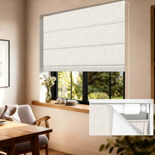 BERISSA Cordless No Drill Roman Shades for Indoor Windows, Blackout Shades for Bedroom,No screw No tools Easy Install Blinds