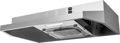 FIREGAS 24 inch Range Hood Under Cabinet, Stainless Steel Kitchen Hood 300CFM, 2-Speed Fan, LED Light, Top/Rear Venting, Ducted/Ductless Convertible, Easy to Install