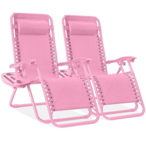 Set of 2 Adjustable Zero Gravity Patio Chair Recliners w/ Cup Holders