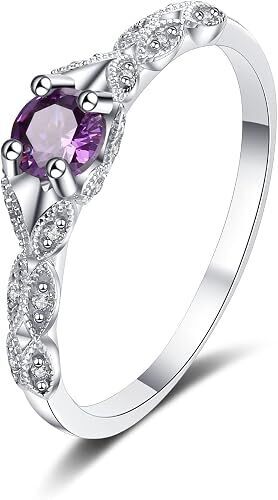 925 Sterling Silver Court Style Ring for Women, Fashion Gemstone Birthstone Rings, Lovely Anniversary, Birthday, Valentine’s Day Gift