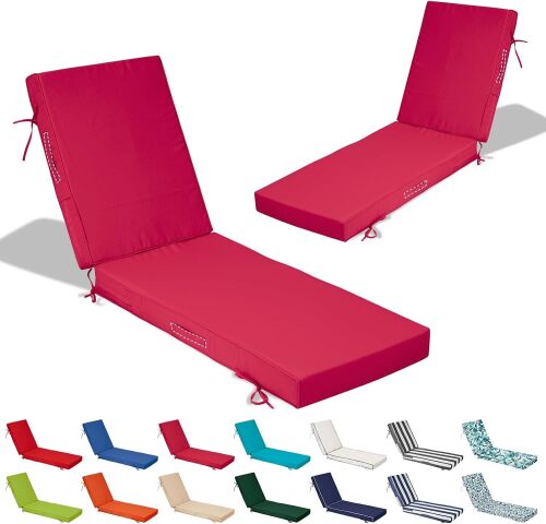 Lounge Cushions for Outdoor Furniture,Outdoor Lounge Chair Cushions Set of 2, Pool Chaise Cushions for Patio Lawn, Patio Lounger Pads with Removable Cover