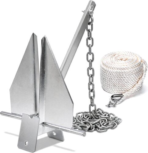 Boat Anchor Kit with Chain,Heavy Duty Danforth Anchor with Shackle Rope,Galvanized Fluke Anchors for Boat,Pontoon,Bass,Fits Pontoon,Dinghy,Fishing Deck and Sail