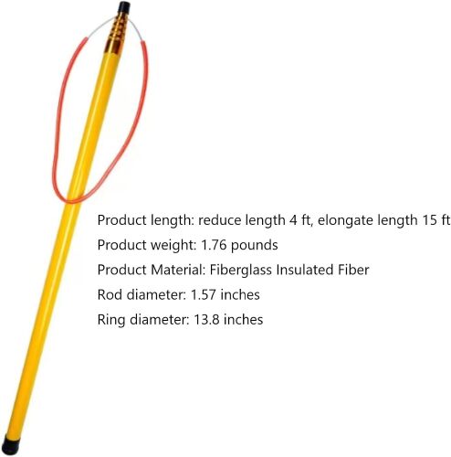 15 FT Telescopic Pool Rescue Hook,Water Safety Pole.Adjustable Heavy-Duty Fiberglass Lightweight Telescoping Pole.Non Slip Handle for Emergency Life Saving Water Drowning.