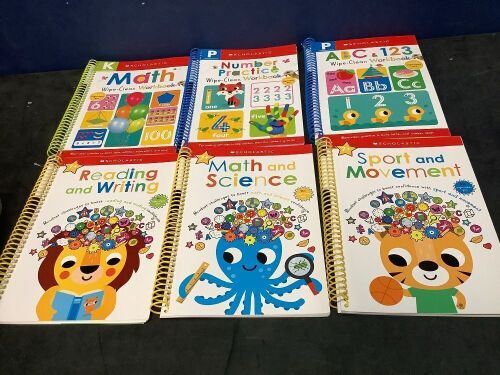 Set of 16 Schloastic wipe-clean workbooks
