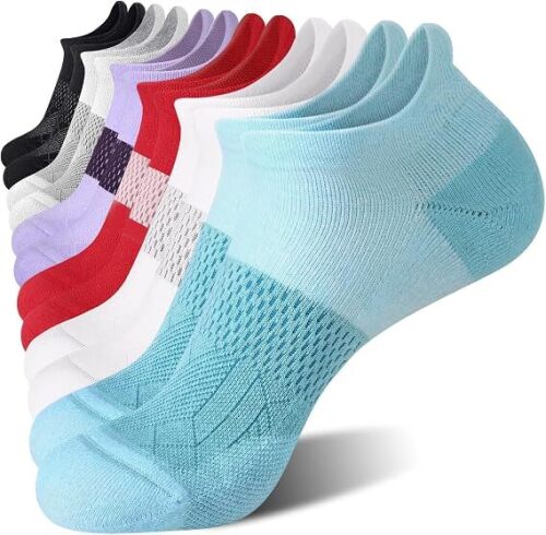FITRELL 5-6 Pairs Ankle Running Socks for Women Athletic Cushioned Low Cut Tab Sports