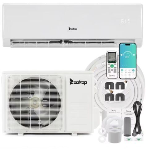 ZOKOP 11500 BTU 17 SEER2 115V Mini Split AC with Heat Pump & 16Ft Kit