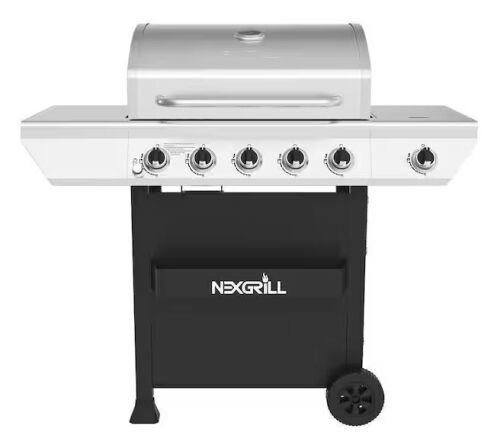 Nexgrill 5-Burner Propane Gas Grill in Stainless Steel with Side Burner and Condiment Rack