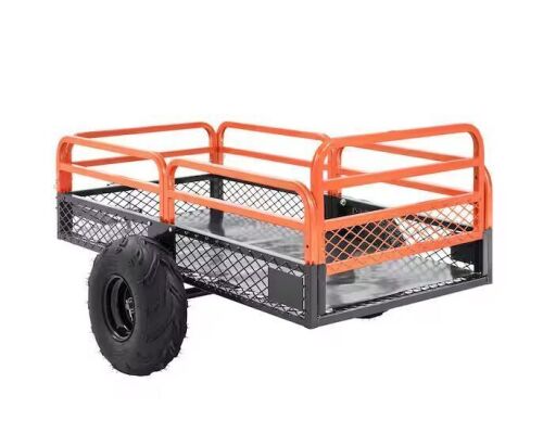 VEVOR 1500 lbs. 15 cu. ft. Steel Havy-Duty ATV Trailer Dump Cart with Removable Sides
