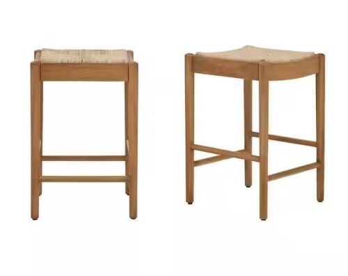 Home Decorators Collection Hamlin Backless Natural Woven Counter Stools in Patina (Set of 2)