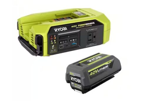 RYOBI 40V 300-Watt Portable Battery Inverter Power Source w/ 4.0 Ah Battery