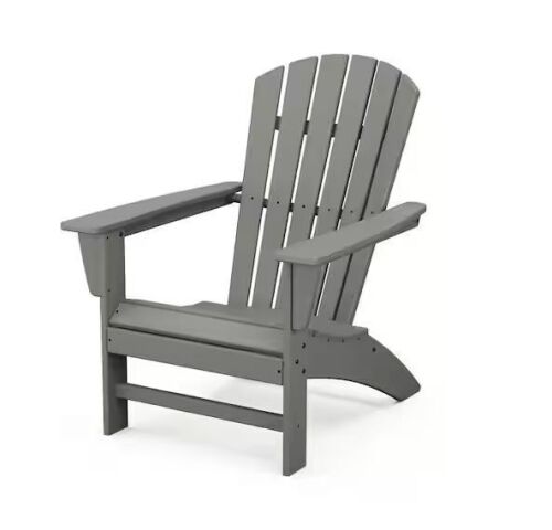 POLYWOOD Grant Park Traditional Curveback Slate Grey Plastic Patio Adirondack Chair Outdoor