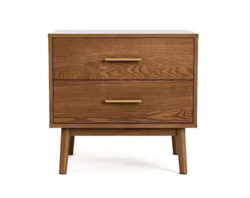 Furniture of America Riverstone Mid Century Modern Walnut 2 Drawer 23 in. W Nightstand