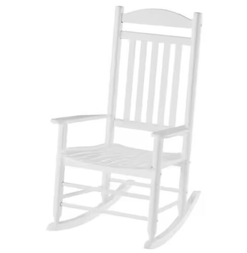 Hampton Bay Patio White Wood Outdoor Rocking Chair