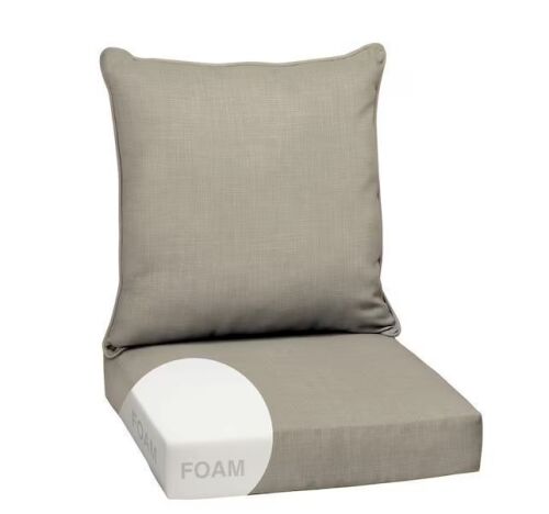 Lot of (6) ARDEN 24 in. x 24 in. 2-Piece Foam Deep Seating Outdoor Lounge Chair Cushion in Sandbar Taupe Texture