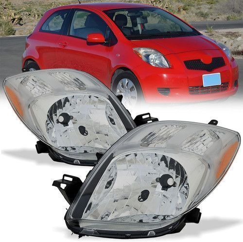 Headlight Assembly Pair for 2007-2008 Toyota Yaris 2 Door Hatchback