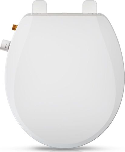 Clirass Round Bidet Toilet Seat with Quiet-Close, Non-Electric Bidet Mode with Dual Nozzles, Fit Round Toilet Seat, Adjustable Water Pressure with Brass inlet