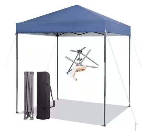 6.6 ft. x 6.6 ft. Blue Pop-up Canopy Tent UPF 50 Plus Portable Sun Shelter
