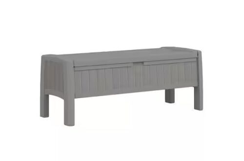 Suncast Dove Gray Plastic Outdoor Bench with Storage