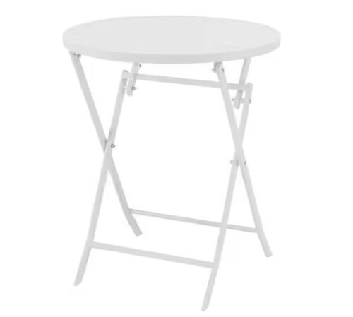 StyleWell White Round Metal Folding Outdoor Bistro Table