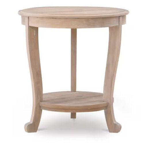 Powell Company Whither 22 in. Natural Round Wood End Table with Shelf