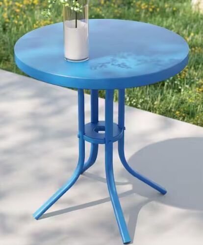 Bright Blue Round Metal Frame Outdoor Side Table