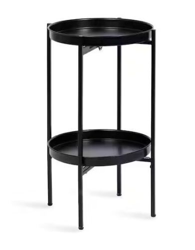 Kate and Laurel Deliah 15.25 in. Black Round Metal End Table
