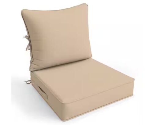 22 in. x 24 in. x 5 in. Square Outdoor Deep Seating Cushion Set Seat and Back Cushion for Lounge Chair and Sofa Sand