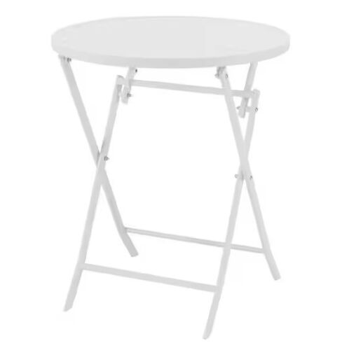 StyleWell White Round Metal Folding Outdoor Bistro Table