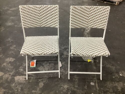 Lot of (2) StyleWell Serena Folding Chevron Wicker Outdoor Dining Chair