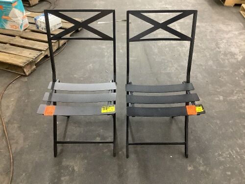 Lot of (2) Folding Patio Dining Chairs - 1 Chair Slightly Bent