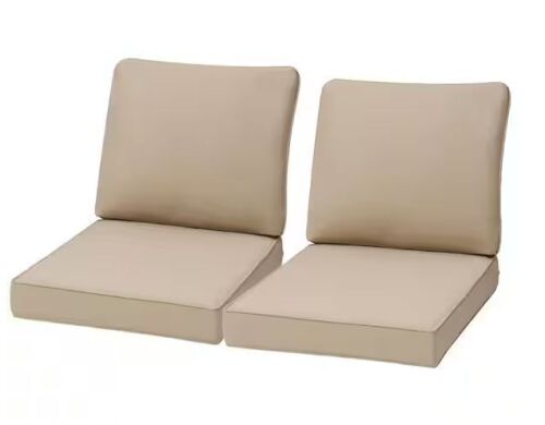 Pellebant 27.6 in. x 24.4 in. 2-Piece Outdoor Deep Seat Cushion for Patio Sofa and Couch in Beige, Set of 2