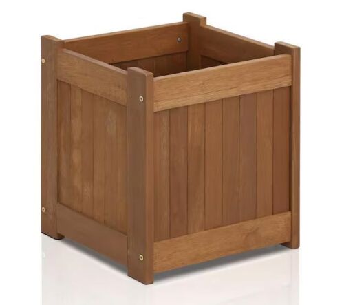 Furinno Tioman Natural Hardwood Flower Box, 17.7" x 15.4" x 15.4"
