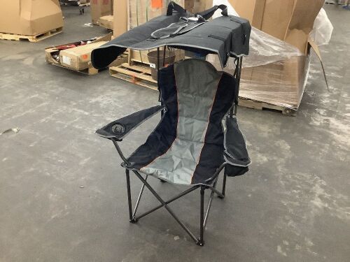 Folding Camping Chair w/ Adjustable Sun Canopy, 500 lbs. Heavy Duty