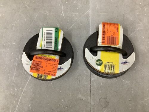 Lot of (2) Lodge Pre-Seasoned Cast Iron Burger Press, 6.25 Inches