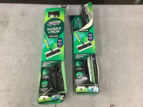 Lot of (2) Swiffer Sweep Plus Mop Deluxe 2 in 1 Multi-Surface Floor Cleaning Starter Kit