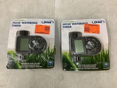 Lot of (2) Orbit 1-Outlet Programmable Hose Watering Timer Sprinkler Timer