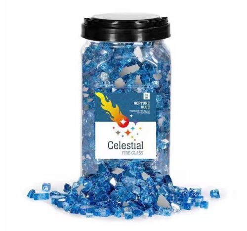 Celestial Fire Glass 1/2 in. 10 lbs. Neptune Blue Reflective Tempered Fire Glass