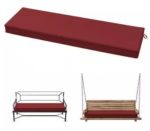 60 in. x 18 in. x 3.5 in. Rectangular Outdoor Porch Swing Bench Cushion Burgundy