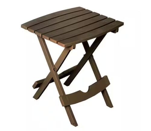 Lot of (2) Adams Quik-Fold 20 in. Resin Brown Square Patio Side Table