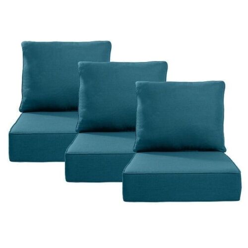 Pocassy 24 in. x 24 in. x 6 in. CushionGuard Outdoor Thicken Lounge Chair Deep Seat Replacement Cushion Set in Peacock Green, 3 Pack
