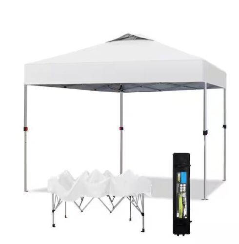 10 ft. x 10 ft. Instant Canopy Pop Up Tent in White with Wheeled Bag