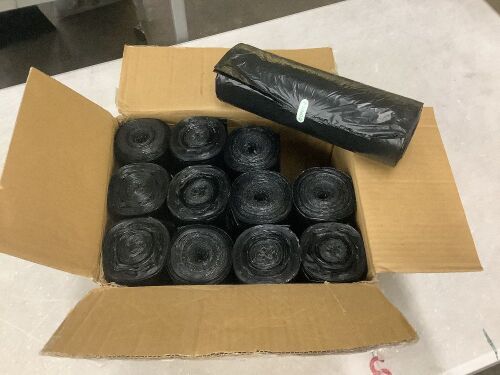 Black Trash Bags, 12 Rolls