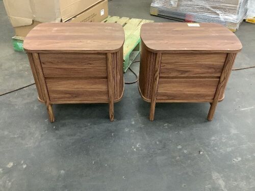 Lot of (2) MODWAY Cadence Walnut 2-Drawer Nightstand - Blemishes
